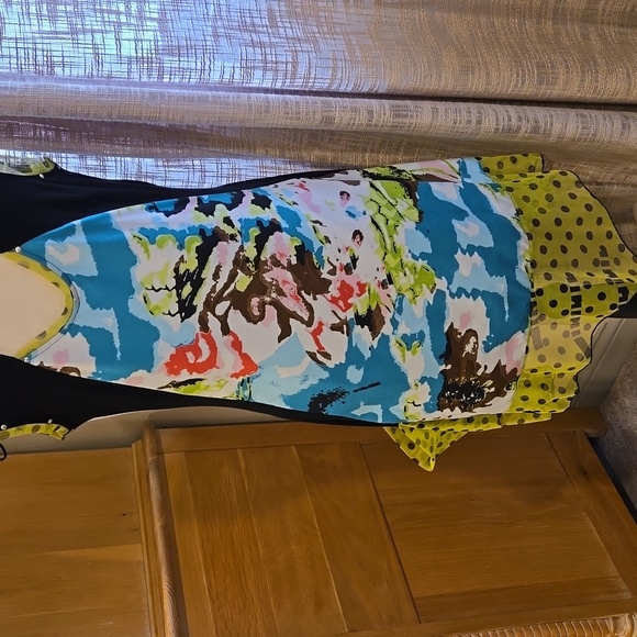 Chic multi color sleeveless handkerchief hem dress - Picture 5 of 7